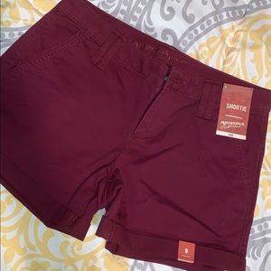 Maroon denim shorts!